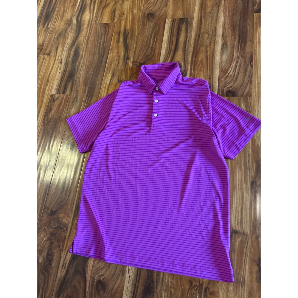 Walter Hagen Essentials Mens Purple Striped Golf Polo Shirt Size M Medium